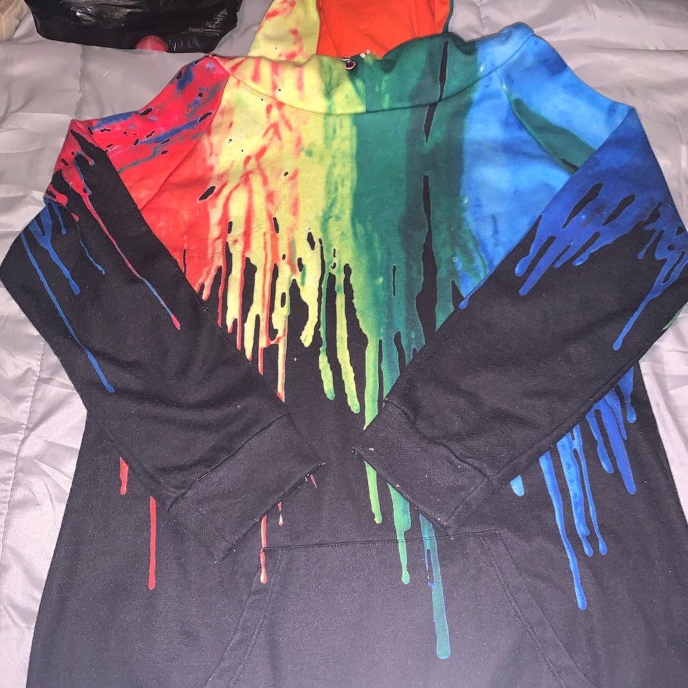 paint splash black rainbow jacket